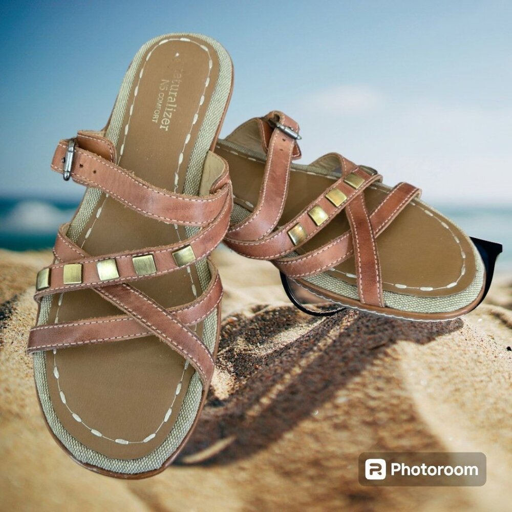 Naturalizer Naima Leather Sandals Size 9N Sweet Potato Color Adjustable Buckle